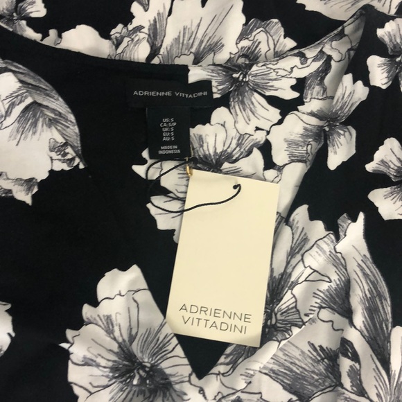 ADRIENNE VITTADINI Dress Black White FLORAL MAXI - Picture 7 of 7
